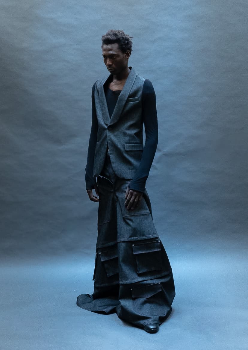 03 — Tuxedo Jacket in Denim by Thelonious Stokes