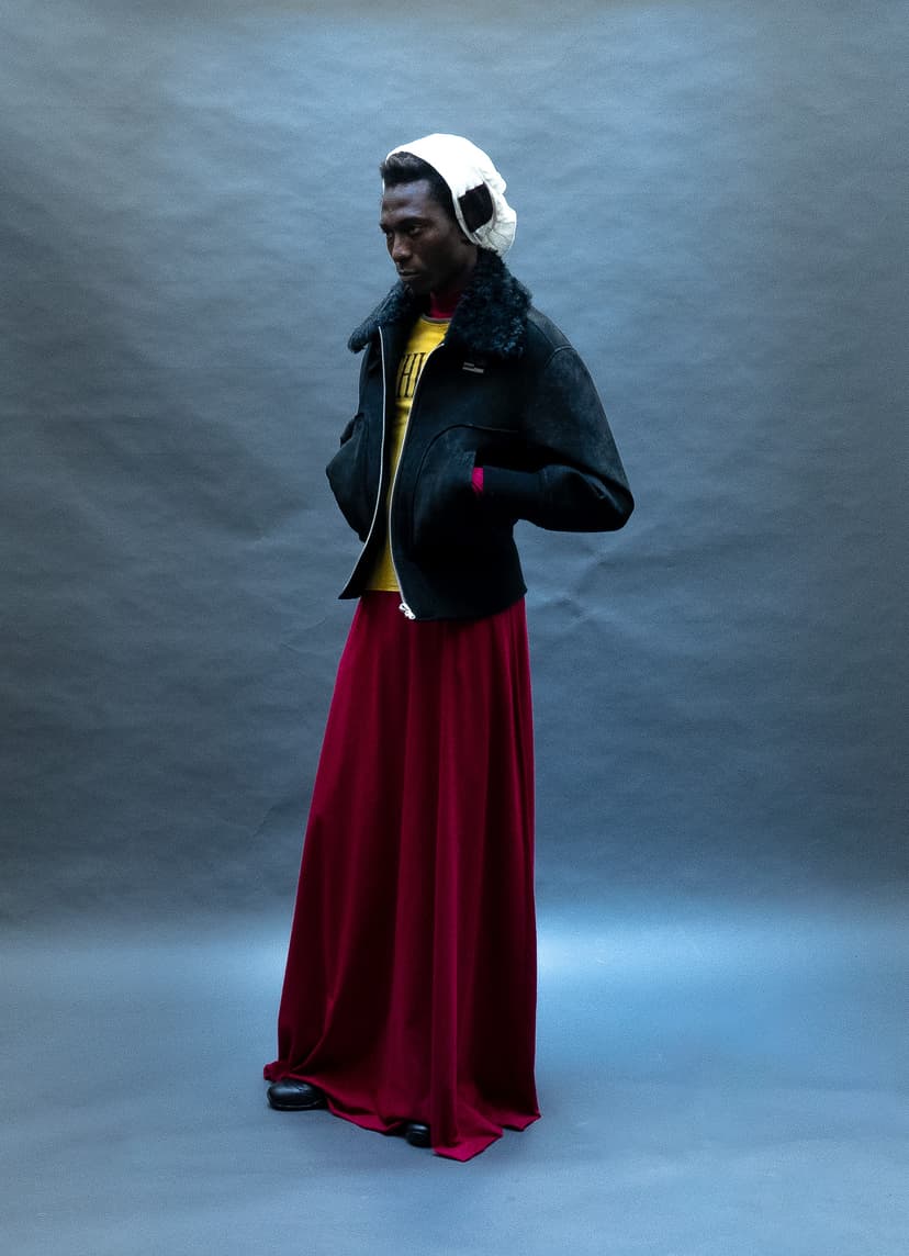 04 — Ethiopian T-shirt, Riders Coat in LambSkin with Shirling by Thelonious Stokes